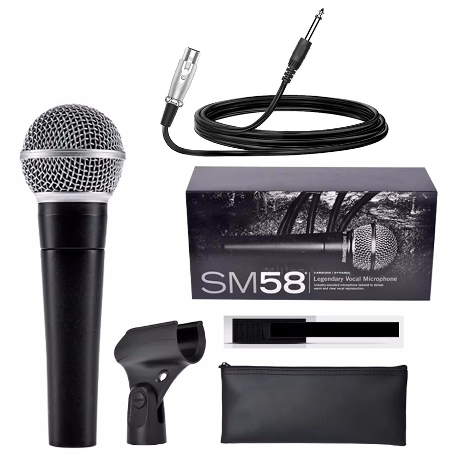 Shure Mic Sm58 - Microphone dynamique filaire professionnel pour karaoké,